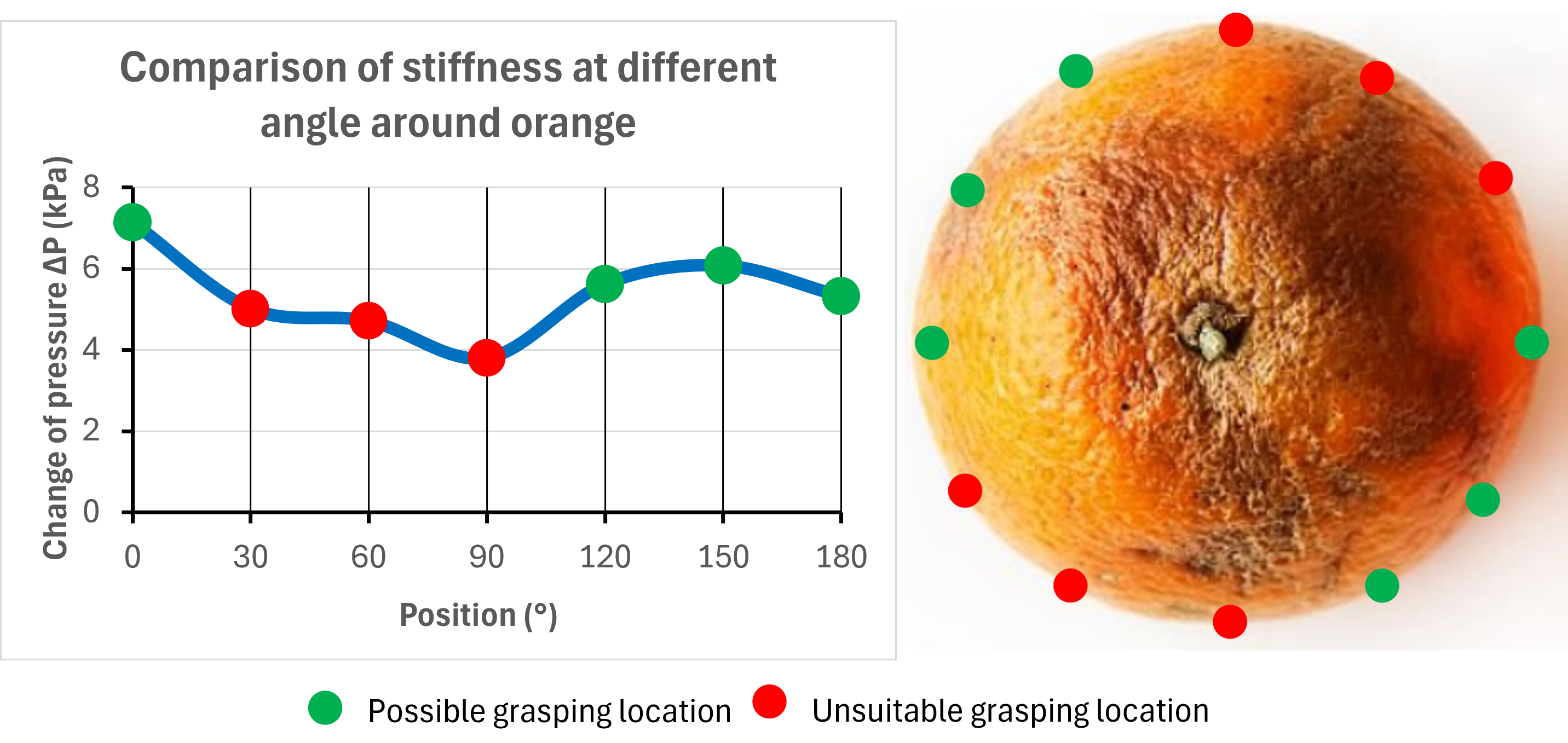 Orange stiffness probing result around different angles